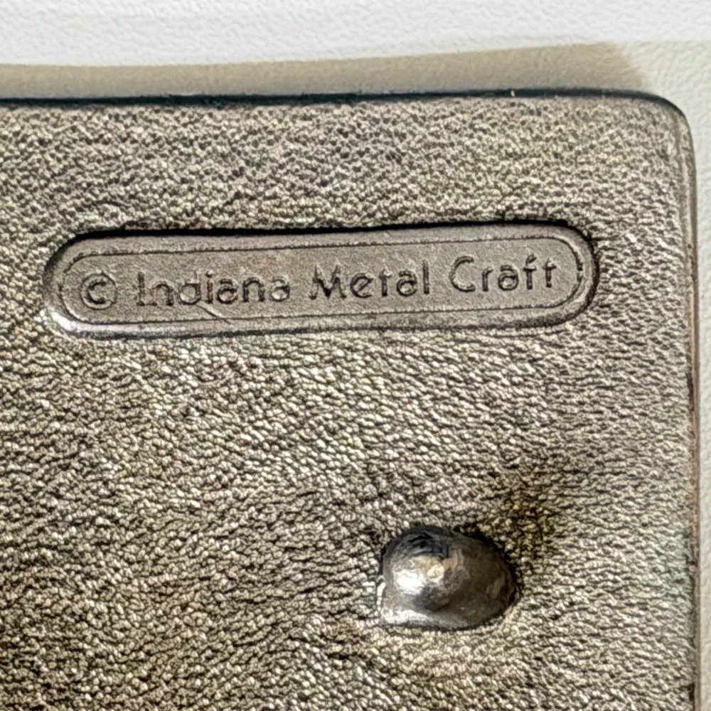 Indiana Metal Craft Vintage‎ 1996 Mountain Lake Enamel Belt Buckle Pewter Tone